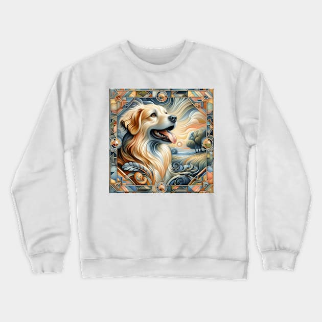 Art deco Golden Retriever Crewneck Sweatshirt by The Artful Barker